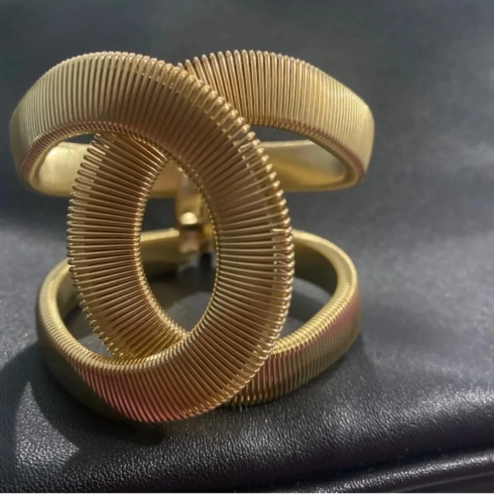 Fashion Designer Jewelry Elegent Alloy Wide Spring Cuff Bracelet Bangles - Picture 5 of 7